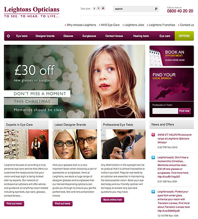 Leighton Opticians - Landing page